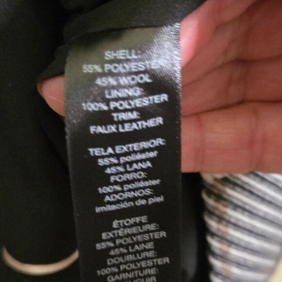 White House Black Market Plaid Zip-Up Black White Moto Jacket Size XS - Picture 10 of 10